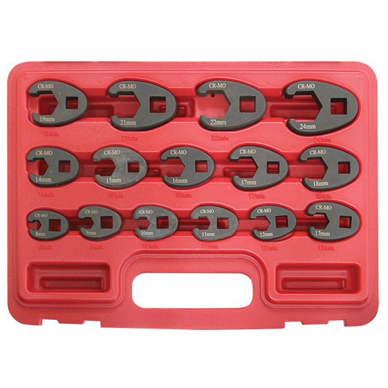 15PC Professional Metric Crowfoot Wrench Set